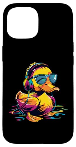 Hülle für iPhone 15 Badeente Musik Kopfhörer House DJ Rubber Duckling von Funny Rubber Ducky Rubber Duck Lover