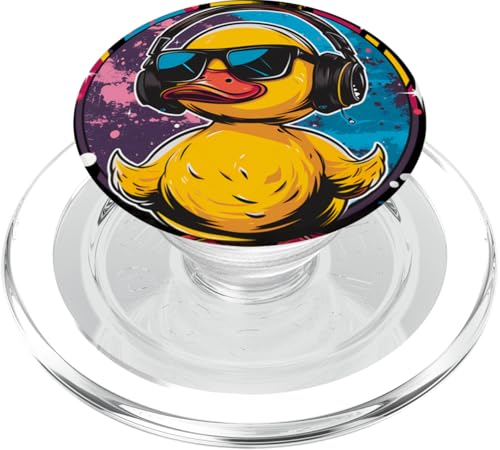 Rubber Duck Techno DJ Rubber Duckling Music Kopfhörer PopSockets PopGrip für MagSafe von Funny Rubber Ducky Rubber Duck Lover