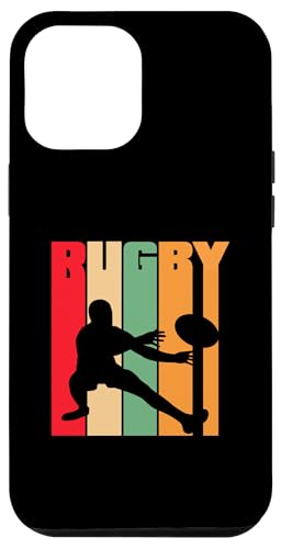 Hülle für iPhone 15 Plus Rugby-Silhouette, Retro-Streifen, buntes Rugby von Funny Rugby Player Rugby Fans Apparel & Gifts