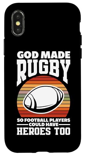 Hülle für iPhone X/XS Gott hat Rugby geschaffen, damit auch Fußballspieler Helden haben können von Funny Rugby Player Rugby Fans Apparel & Gifts