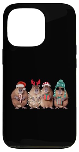 Hülle für iPhone 13 Pro Weihnachtsmann Capybara Nager Weihnachtsbeleuchtung Lustig Capybara Xmas von Funny Santa Capybara Rodent Christmas Lights