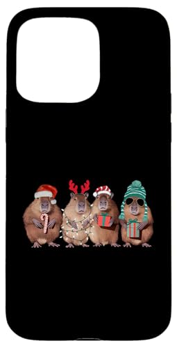 Hülle für iPhone 15 Pro Max Weihnachtsmann Capybara Nager Weihnachtsbeleuchtung Lustig Capybara Xmas von Funny Santa Capybara Rodent Christmas Lights