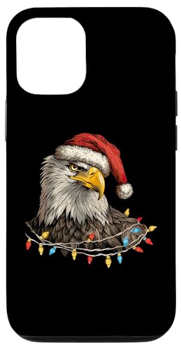 Hülle für iPhone 12/12 Pro Adler Weihnachtsmann mit Weihnachtsbeleuchtung Xmas Pyjama von Funny Santa Eagle Christmas Birdwatching Design