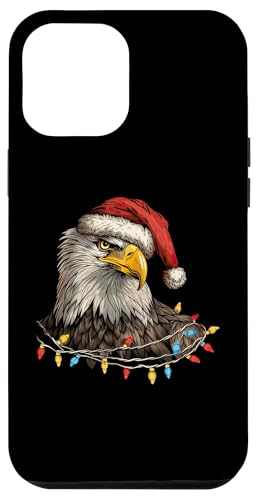 Hülle für iPhone 13 Pro Max Adler Weihnachtsmann mit Weihnachtsbeleuchtung Xmas Pyjama von Funny Santa Eagle Christmas Birdwatching Design