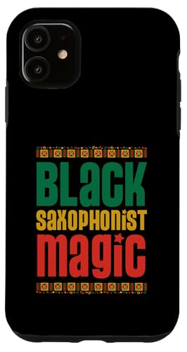 Hülle für iPhone 11 Schwarzer Saxophonist Magic African Tribal Style Black Proud von Funny Saxophone Instrument Player Band Merch