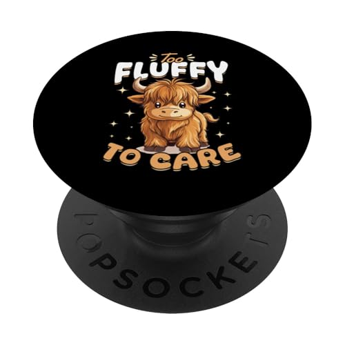 Schottische Hochlandkuh zu flauschig zur Pflege PopSockets Klebender PopGrip von Funny Scottish Highland Cow Graphics Co.