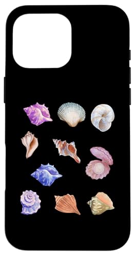 Hülle für iPhone 16 Pro Max Cooles Muschel-Design für Männer und Frauen, Muschelsammler von Funny Seashell Gift Beach Conch