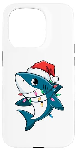 Hülle für iPhone 15 Pro Weihnachtsmann Hai Weihnachtsbeleuchtung Sharkmas Tree Funny Christmas von Funny Shark Lover Christmas Costume Gifts