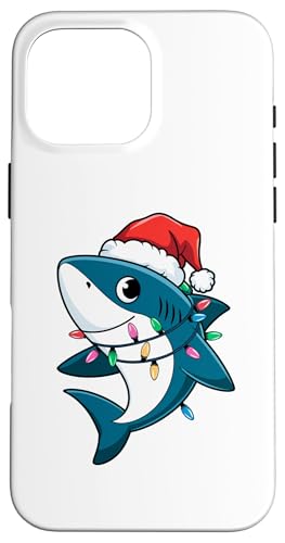 Hülle für iPhone 16 Pro Max Weihnachtsmann Hai Weihnachtsbeleuchtung Sharkmas Tree Funny Christmas von Funny Shark Lover Christmas Costume Gifts