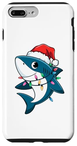 Hülle für iPhone 7 Plus/8 Plus Weihnachtsmann Hai Weihnachtsbeleuchtung Sharkmas Tree Funny Christmas von Funny Shark Lover Christmas Costume Gifts