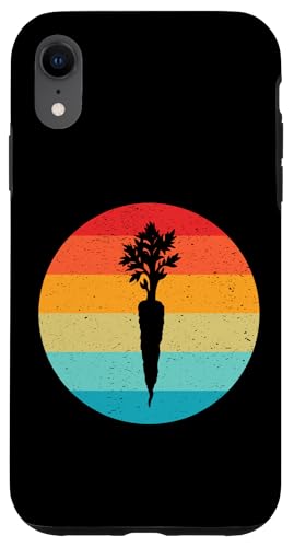 Hülle für iPhone XR Karotten-Silhouette, Retro-Stil, Vintage-Stil, 70er-Jahre, 80er-Jahre, Used-Look von Funny Silhouettes in Retro Sunset Designs