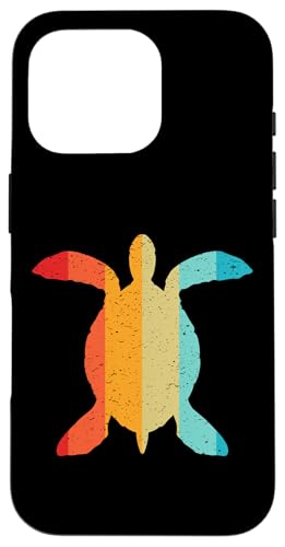 Hülle für iPhone 16 Pro Turtle Silhouette Retro Vintage Style 70er 80er Jahre Used-Look von Funny Silhouettes in Retro Vintage Designs