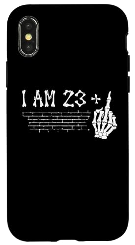 Hülle für iPhone X/XS I Am 23 Plus Middle Finger - 24th Birthday Skeleton Hand von Funny Skull Skeleton Middle Finger Birthday Outfit