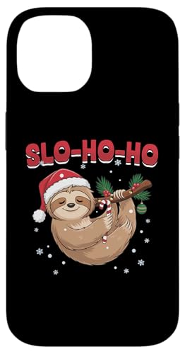 Hülle für iPhone 14 Faultier Weihnachtstier Slo-Ho-Ho von Funny Sloth X-mas Graphics Co.