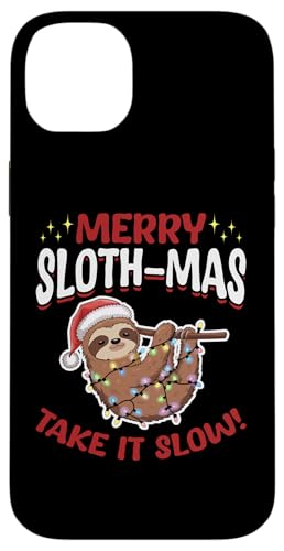 Hülle für iPhone 14 Plus Faultier Weihnachtstier Frohe Faultier-Mas, nimm es langsam! von Funny Sloth X-mas Graphics Co.