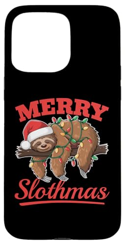 Hülle für iPhone 15 Pro Max Faultier Weihnachten Tier Frohe Faultiere von Funny Sloth X-mas Graphics Co.