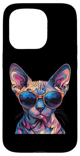 Hülle für iPhone 15 Pro Sphynx Katzenliebhaber mit Sonnenbrille Pop Art Lustige Sphynx Katze von Funny Sphynx Cat Lovers Designs