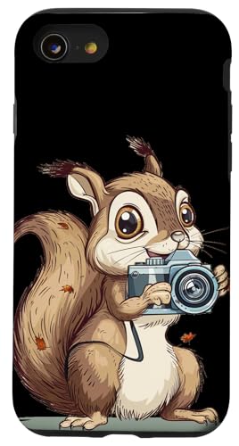 Hülle für iPhone SE (2020) / 7 / 8 Charmantes Eichhörnchen schnappt Fotos in der Natur von Funny Squirrel Camera Outfit