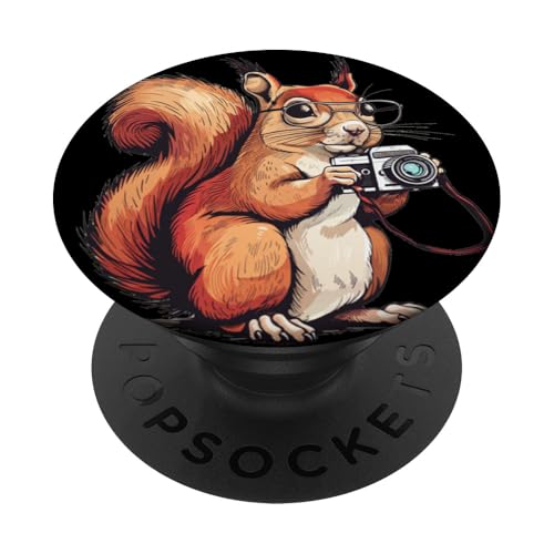 Verspieltes Eichhörnchen mit Kamera für Fotografie-Spaß PopSockets mit austauschbarem PopGrip von Funny Squirrel Camera Outfit