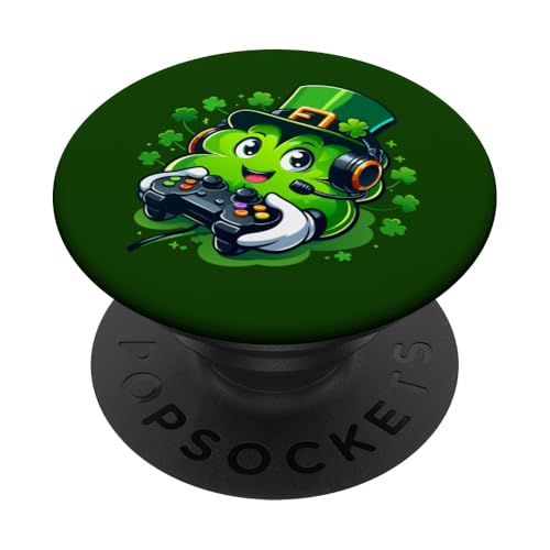 St Patrick Day Lucky Shamrock Holding Gaming Controller Jungen PopSockets Klebender PopGrip von Funny St Patrick's Day Shamrock Gaming Irish tees