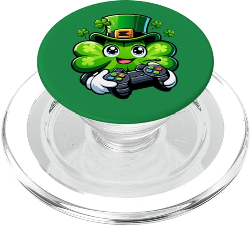 St Patrick Day Lucky Shamrock Holding Gaming Controller Kinder PopSockets PopGrip für MagSafe von Funny St Patrick's Day Shamrock Gaming Irish tees