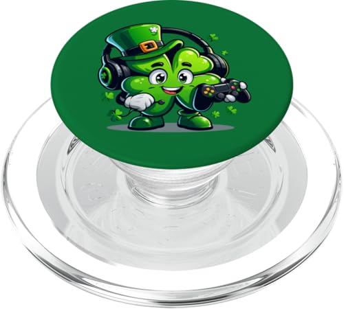 St Patrick Day Lucky Shamrock Holding Gaming Controller Kinder PopSockets PopGrip für MagSafe von Funny St Patrick's Day Shamrock Gaming Irish tees