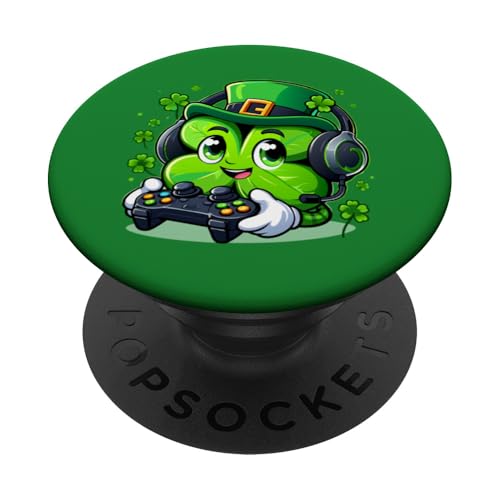 St. Patrick's Day Kleeblatt Gamer Videospiel Irische Jungen Kinder PopSockets Klebender PopGrip von Funny St Patrick's Day Shamrock Gaming Irish tees