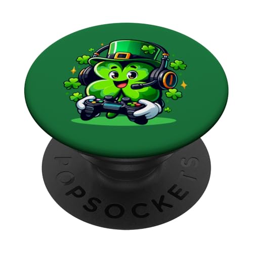 St. Patrick's Day Kleeblatt Gamer Videospiel Irische Jungen Kinder PopSockets Klebender PopGrip von Funny St Patrick's Day Shamrock Gaming Irish tees