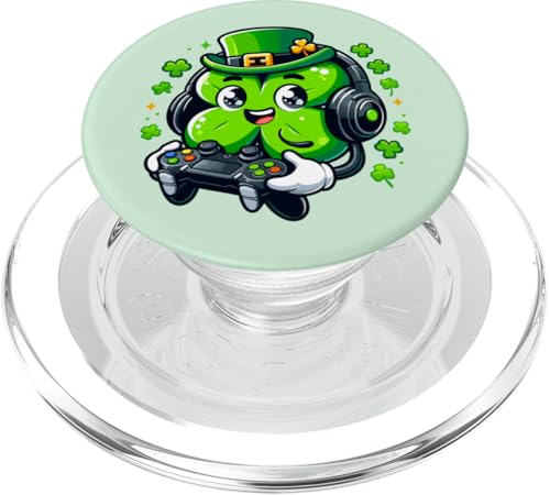 St. Patrick's Day Lucky Shamrock Gamer Video Irish Boys Kids PopSockets PopGrip für MagSafe von Funny St Patrick's Day Shamrock Gaming Irish tees