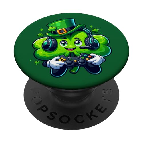 St. Patrick's Day Lucky Shamrock Gaming-Controller Jungen Kinder PopSockets Klebender PopGrip von Funny St Patrick's Day Shamrock Gaming Irish tees