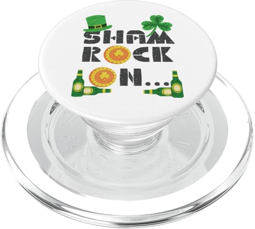 Kleeblatt auf Kobold Grüner Hut Kleeblätter Bier Goldmünzen PopSockets PopGrip für MagSafe von Funny St Patricks Day Adult Men Women Shots Gifts