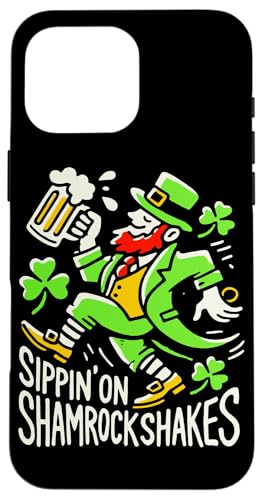 Leprechaun an St. Patrick's Day Sippin' On Shamrockshakes Hülle für iPhone 16 Pro Max von Funny St. Patrick's day streetwear party design