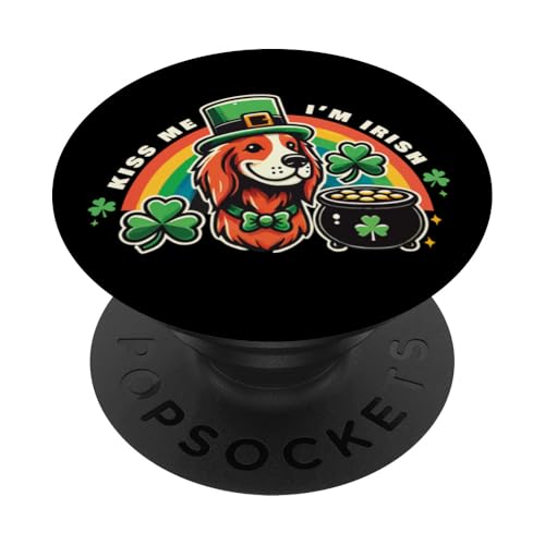 St. Patrick's Day Kiss Me I'm Irish Hund PopSockets Klebender PopGrip von Funny St. Patrick's day streetwear party design