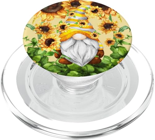 Cute Springtime Gnomies For Women Floral Yellow Sunflower PopSockets PopGrip für MagSafe von Funny Summer Sunflower Gnome Gifts For Gardener