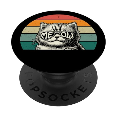 Funny Cat Meow Sunglasses Retro Graphic PopSockets Klebender PopGrip von Funny Sunglasses Cat Meow Collection