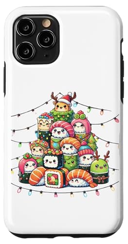 Hülle für iPhone 11 Pro Lustige Kawaii Sushi Sashimi Nigiri Weihnachtsbeleuchtung Sushi von Funny Sushi Lover Xmas Designs