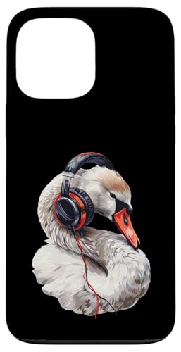 Hülle für iPhone 13 Pro Max Swan Kopfhörer von Funny Swan Headphones Design