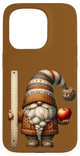 Hülle für iPhone 15 Pro School Gnome With Ruler In Knitted Sweater For Teacher von Funny Teacher Gifts For Men And Women With Gnomes