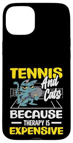 Hülle für iPhone 15 Plus Tennis und Katzen, weil Therapie teuer ist von Funny Tennis Apparel & Gifts for Players & Fans