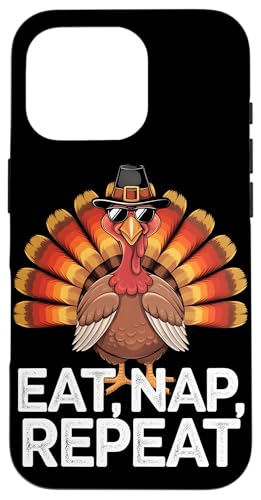 Hülle für iPhone 16 Pro Lustiges Erntedankfest Essen Nickerchen Wiederholung Urlaub Saison Türkei Tag von Funny Thanksgiving Boys Girls Men Women Tees Gifts