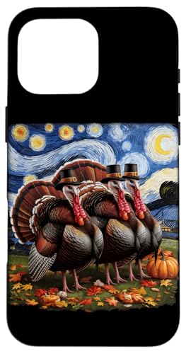 Hülle für iPhone 16 Pro Max Thanksgiving Truthahn Van Gogh Sternennacht Türkei Tag von Funny Thanksgiving Boys Girls Men Women Tees Gifts