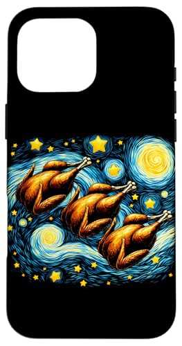 Hülle für iPhone 16 Pro Max Thanksgiving Truthahn Van Gogh Sternennacht Türkei Tag von Funny Thanksgiving Boys Girls Men Women Tees Gifts