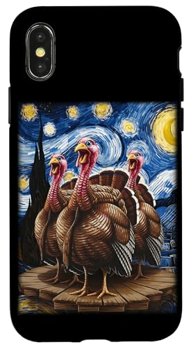 Hülle für iPhone X/XS Thanksgiving Truthahn Van Gogh Sternennacht Kunst von Funny Thanksgiving Boys Girls Men Women Tees Gifts