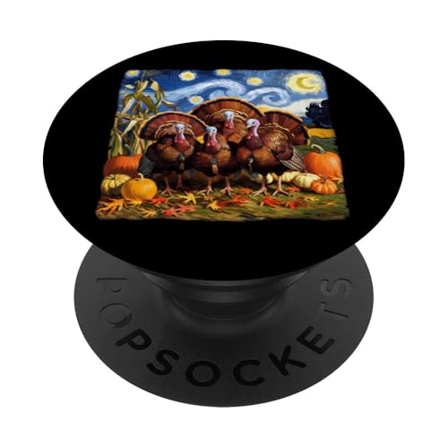 Thanksgiving Truthahn Van Gogh Sternennacht Türkei Tag PopSockets Klebender PopGrip von Funny Thanksgiving Boys Girls Men Women Tees Gifts