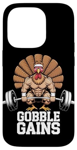 Hülle für iPhone 14 Pro Gobble Gains Lustige Thanksgiving Fitness Training Motivation von Funny Thanksgiving Gym Workout Tees for Men Women