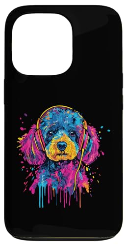 Hülle für iPhone 13 Pro Pudel-Liebhaber, Pop-Art, Kopfhörer tragen, lustiger Pudel von Funny Toy Poodle Lovers Designs