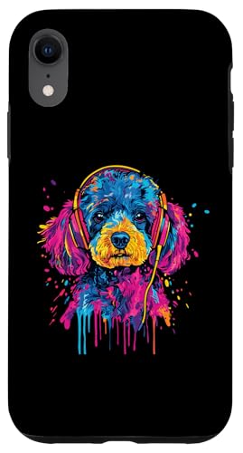 Hülle für iPhone XR Pudel-Liebhaber, Pop-Art, Kopfhörer tragen, lustiger Pudel von Funny Toy Poodle Lovers Designs