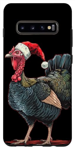 Hülle für Galaxy S10+ Schöne Weihnachtstruthahn für festliche Jungen und Mädchen von Funny Turkey with Christmas Hat Outfit