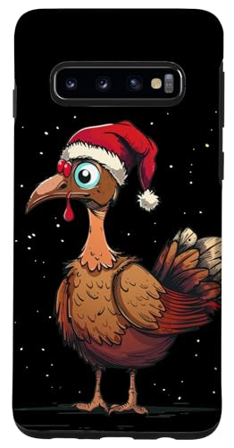Hülle für Galaxy S10 Süße Truthahn mit Weihnachtsmannmütze für die festliche Jahreszeit von Funny Turkey with Christmas Hat Outfit