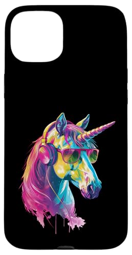 Hülle für iPhone 15 Plus Unicorn Kopfhörer von Funny Unicorn Headphones Design